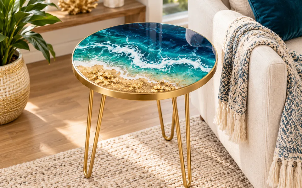 The resin side table